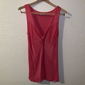 Michael Stars Hot Pink Twist Front V Neck Tank Top